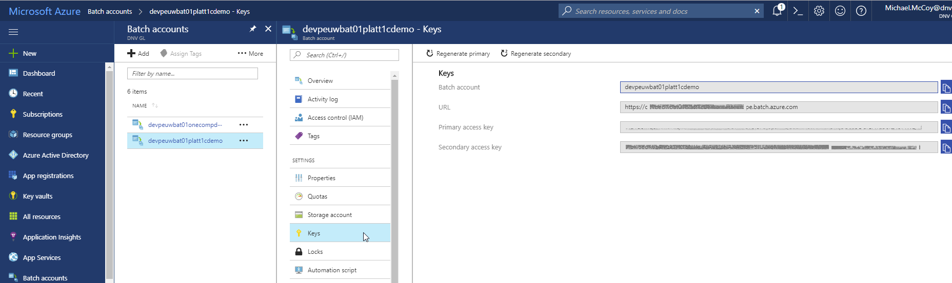 Azure Batch Service Credentials Azure Batch Service Credentials