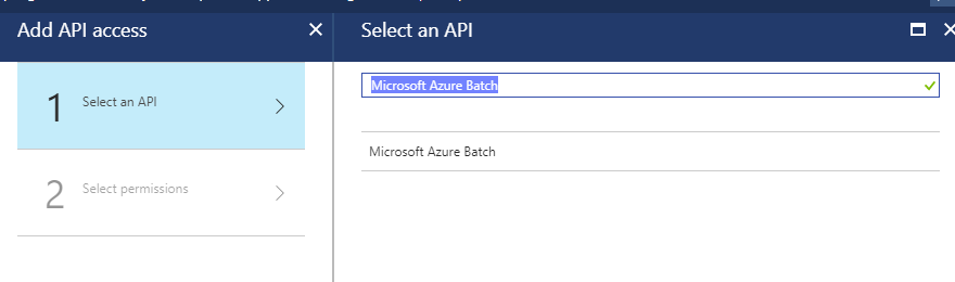 Azure Portal - Azure Active Directory - Batch Service API Permissions